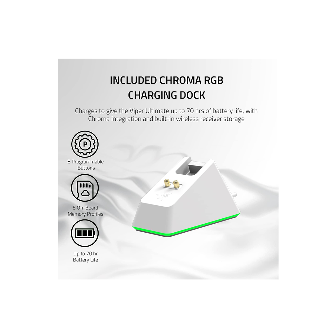 Razer Viper Ultimate Wireless Gaming Mouse with Charging Dock - Mercury in Qatar Razer Viper Ultimate Wireless Gaming Mouse with Charging Dock - Mercury in Qatar